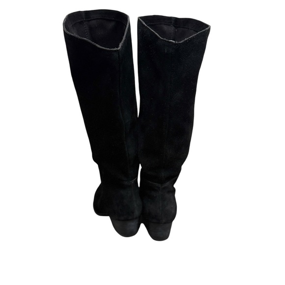 Vintage Y2K 90’s Slouchy Black Western Boho Slouchy Suede Silver Toe Tap Boots - Picture 5 of 16
